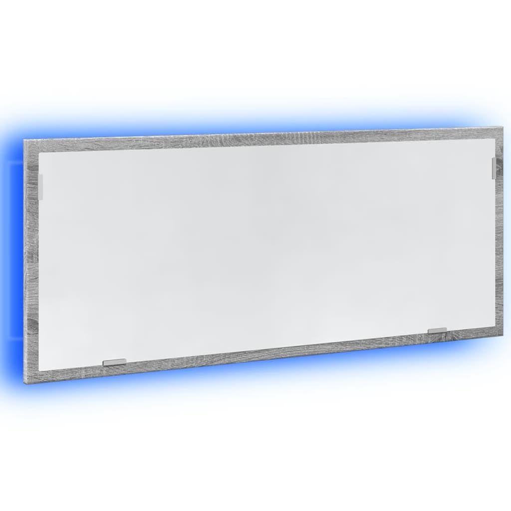 LED-Badspiegel Grau Sonoma 100 x 8,5 x 37 cm aus Holzwerkstoff mit Wandmontage Modernes Design für Badezimmer Gäste WC & Wellnessbereich