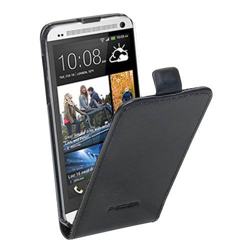 PEDEA Étui en cuir véritable pour HTC One Mini – Noir