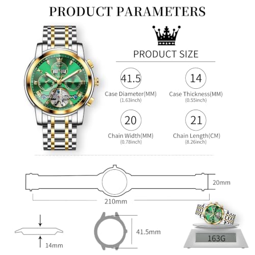 Image of OLEVS Men's Automatic Watch Batteryless Waterproof Mechanical Self Winding Stainless Steel Dress Luxuxry Wrist Watch with Tourbillon, Day-Day-Year & Chronograph Gift for Him Relojes de Hombres
