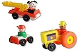 World's Smallest Fisher-Price Little People Vehicles - Tractor - Fire Truck - Car - Set of 3