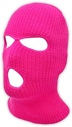 3 Hole Knitted Full Face Ski Mask Winter Balaclava Face Cover for Outdoor Sports (Hot Pink)