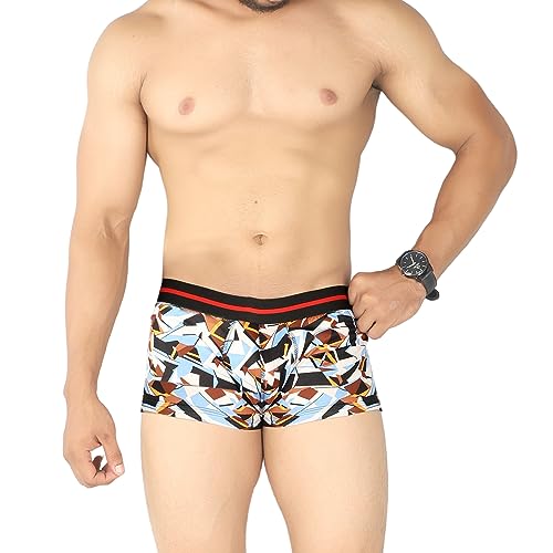 Image of Regular Fit Printed Cotton Trunks for Men |Combed Cotton, Stretchy Fabric, Anti-Bacterial and Microfibre Waistband (TKP)