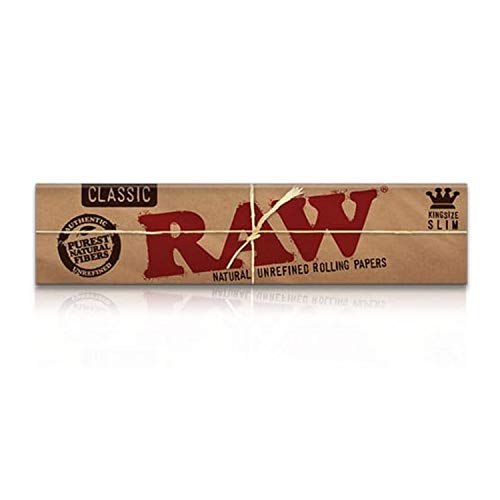 OutonTrip Raw Classic King Size Unbleached and Natural Fibres Slim 32 Leaves Rolling Paper - Pack of 10