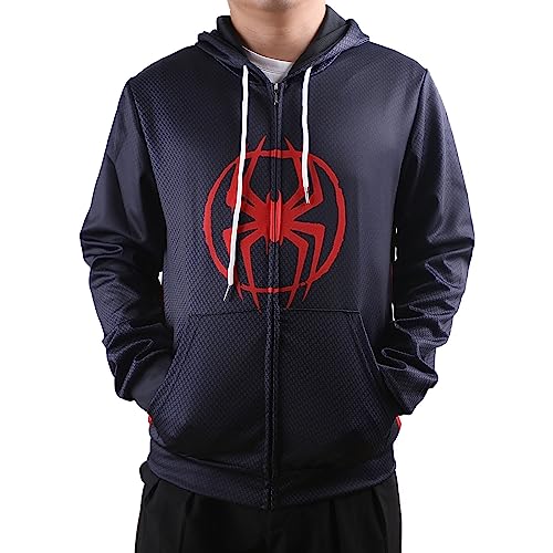 Rulercosplay Anime Cartoon Novelty Hoodie Miles Digital Printing Black&Red Fashion Zip Sweatshirt For Man thumb #2