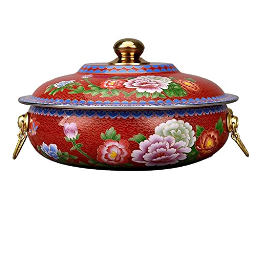 Olla caliente china de cobre roja de 36 cm