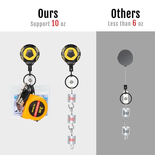 Image of MNGARISTA Heavy Duty Retractable Badge Reel, 10 oz 31.5'' Keychain, 2 Pack | heavy duty badge reel, 10 oz pull force, 31.5'' retractable keychain, reinforced PC housing, durable steel wire cord