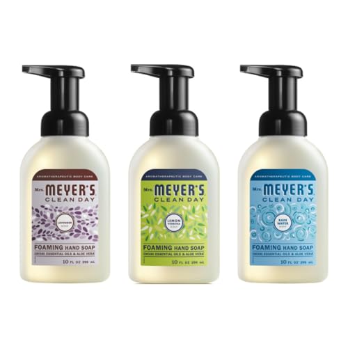 Image of Mrs. MEYER'S CLEAN DAY Foaming Hand Soap 3 Pack Variety Pack, Lavender, Lemon Verbena, Rainwater, 10 Oz Each, 1 CT