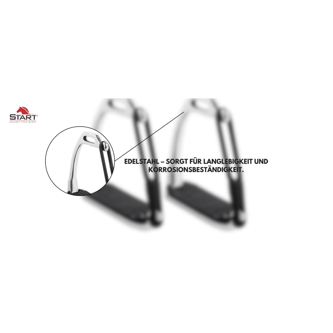 Start - Estribos de seguridad de acero inoxidable con goma antideslizante, ideal para principiantes y avanzados, 11,5 y 12,5 cm, 2 unidades (12,5)