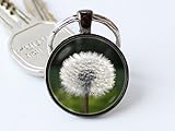 Dandelion Keychain, Dandelion Keyring, Flower Key Chain Dandelion Pendant, Flower Jewelry, Floral Key Ring Dandelion Jewelry, Plant Jewelry