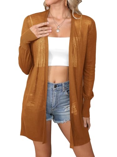 Image of Women's Trendy Lightweight Long Cardigans Summer Casual Beach Vacation Open Front Cardigan 2379