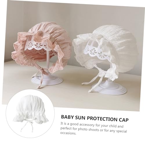 BESPORTBLE Lace Sun Hat for Newborn Months Windproof UV Protection Summer Cap with Elegant Classic Design Comfortable Breathable Material for Photo Shoots and Special Occasions White3