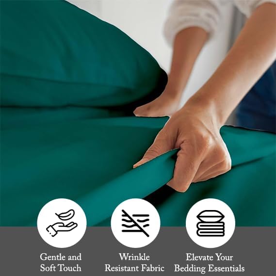 Miniatura 5 de Minor Monkey Juego de sábanas de algodón egipcio puro de 1000 hilos (4 piezas) con acabado italiano, se adapta a colchones de hasta 17 pulgadas de