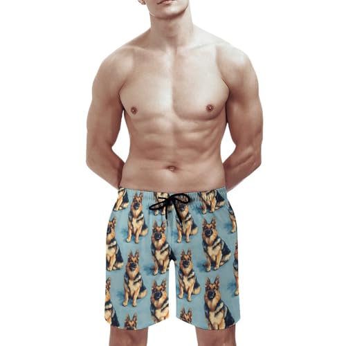 Hawaiian Shorts for Men - German Shepherd Dog Print Quick Dry Mens Swim Trunks Bathing Suits with Mesh Lining2
