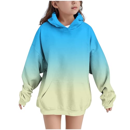 Girls Oversized Hoodies Gradient 2025 Trendy Cute Pullover Tops Long Sleeve Casual Hooded Sweatshirt 4-14 Years