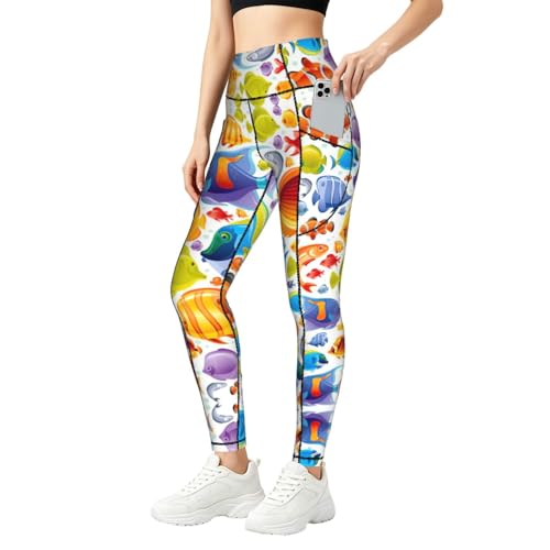 Leggings de fitness para mujer con estampado de peces de dibujos animados diario