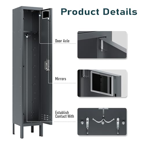 Image of BUTISOW Metal Lockers - 66 inch Height Steel Lockers for Employees with Door Storage Locker with Card Slot for Employees Gym School Home Office Garage - Assembly Required