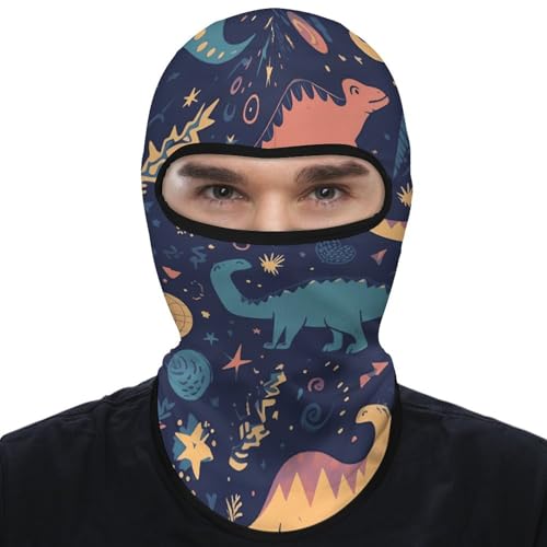 Balaclava para Hombre, Máscara de Esquí con Diseño de Dinosaurios y Estrellas, Colorida, para Invierno, Cubierta Facial para Ciclismo miniatura 7