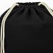 Veproli Baumwoll Turnbeutel Sportbeutel Zuziehbeutel Gymsack Sack Jute Schule Rucksack (Schwarz)