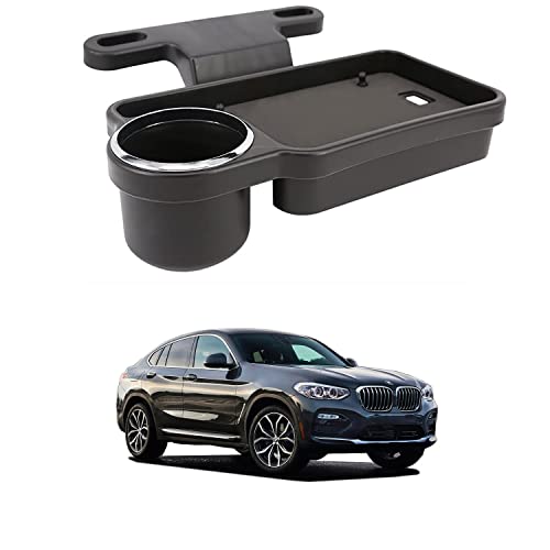 Image of Oshotto (FT-04) Foldable Car Auto Headrest Rear Back Seat Table Drink Food Cup Tray Holder Compatible with BMW X4 - Black