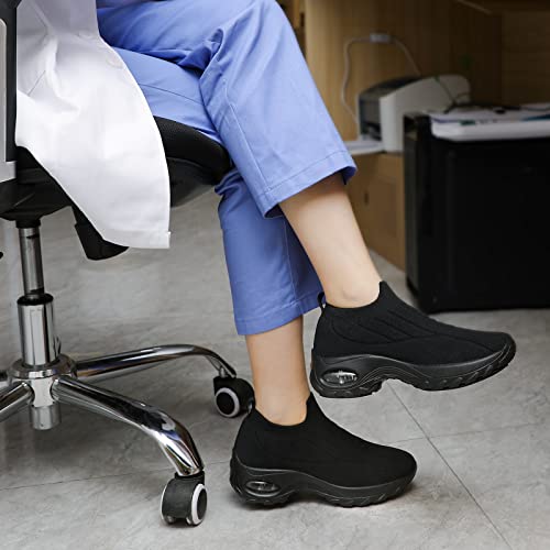 Image of STQ Walking Shoes Women Slip on Sneakers Non Slip Work Arch Support Tennis Plantar Fasciitis Orthopedic Breathable Mesh Comfortable Ladies Nursing
