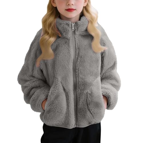 Girls Fleece Jacket Zip Up Sherpa Coat Kids Fall Hoodie Fuzzy Sweatshirt Winter Warm Plush Fleece Teddy Coat Princess Jacket2