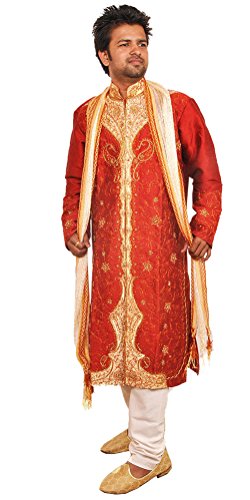 Men Silk Wedding Indian Groom Sherwani Set 3 pieces plus sizes upto 7XL2