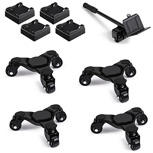 Furniture Mover 4-Pack Steel Tri-Dolly Set, 6-Inch, 132 lbs Load Capacity Each Pack, 3 Wheels Mover Dollys for Moving Heavy Furniture, Grand Piano Table