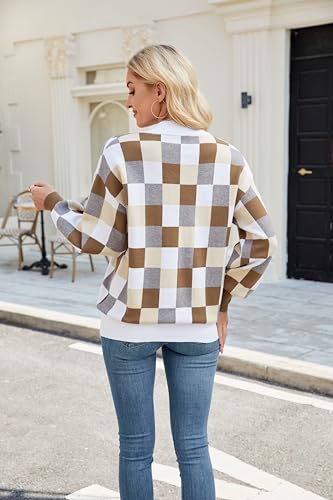 Spring Sweaters for Women, Women's Long Sleeve V Neck Color Block Trendy Oversized Ribbed Knit Pullover Sweater Tops4