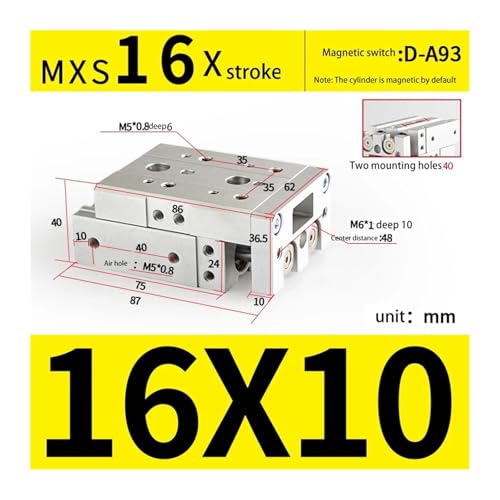 Vérin pneumatique à glissière HLS16X10S double effet pour guidage de précision - 3