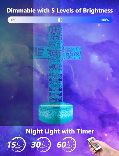 Image of FULLOSUN Jesus Cross Gift, Jesus Cross Night Light, 3D Illumination Lights with Remote 16 RGB Colors Change Kids Men Women Room Lighting Creative Decoration