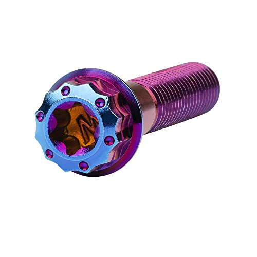 Image of Titanium Flange 12 Point Head M8 x15 20 25 30 35 40 45 50 55 60 65mm Screw Bolt Pack of 4 (M8x35mm, Burning Blue)