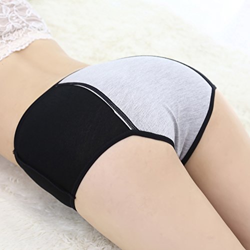 Yoyi Fashion Bamboo Viscose Fiber Brief Menstrual Leakproof Panties Multi Pack Us Size Small, Black-3 Packs #TOP1