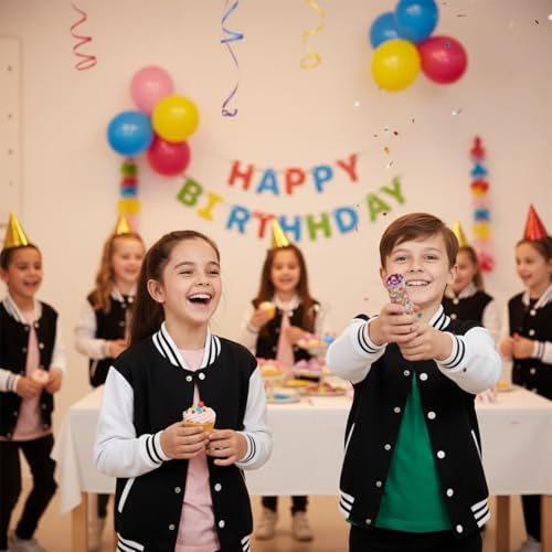 A2Z 4 Kids Baseball Contrast Jacket Varsity Style Coat - B.B Plain Jacket Black 11-12 - Image 7