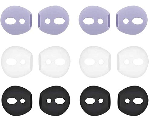 BLUEWALL �C���[�J�o�[ �C���[�`�b�v AirPods�w�b�h�z���p �����^ �[�d�P�[�X�Ƀt�B�b�g AirPods1&AirPods2�p 6�y�A �z���C�g �u���b�N �p�[�v��