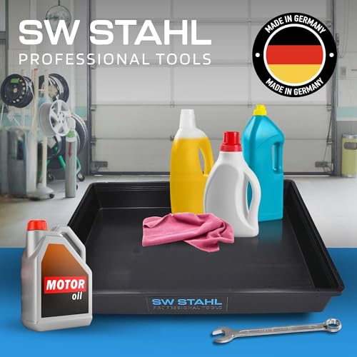 Foto von SW-Stahl 07376L Universal Auffangwanne rechteckig/Ölauffangwanne/Grillrost-Reinigung/Katzenklo/Gewächshauswanne / 18L Fassungsvermögen Kunststoff I Ölwanne Kunststoff