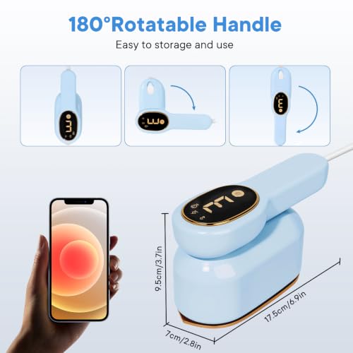 Image of Smart Travel Steamer for Clothes, 1200W Handheld mini travel Steam All-in-One Portable Steamer Iron with LCD Display, 3 Steam Modes & 5s Fast Heat-up, Garment Steamer for Travel (Blue)