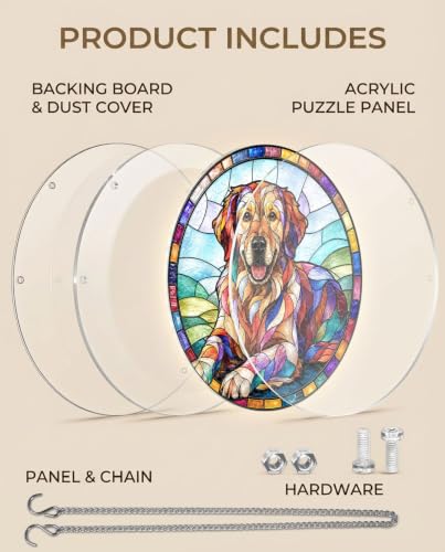 Rompecabezas acrílico DIY para atrapar la luz - Golden Retriever, 7.4 pulgadas | Decoración para ventanas y jardín, regalos únicos para mamá, mujeres, esposa, hermanas, tías y amigas miniatura 5