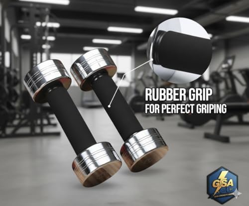 Image of GSA Steel Dumbbells 2kg Set (Pair) / Chrome Plated Dumbbell For Home Gym Exercise And Professional Use /Dumbles For Men And Women Beginners And Advance User (4kg) (2 Kg)