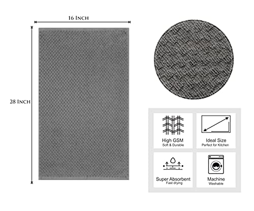 COTTON CRAFT Amazing Kitchen Towels - Set of 8 Terry Towel - 100% Cotton Euro Café Waffle Weave Dish Towel Set - Soft Absorbent Quick Dry Low Lint Reusable Pantry Bar Cleaning Cloth - 16x28 - Charcoal - Image 3