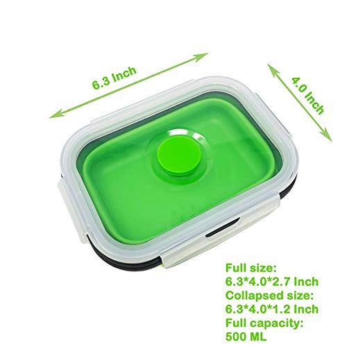 Set Of 4 Collapsible Silicone Food Storage Container, Leftover Meal Box For Kitchen, Bento Lunch Boxes, Bpa Free, Microwave, Dishwasher And Freezer Safe. Foldable Design Saves Your Space. #TOP2