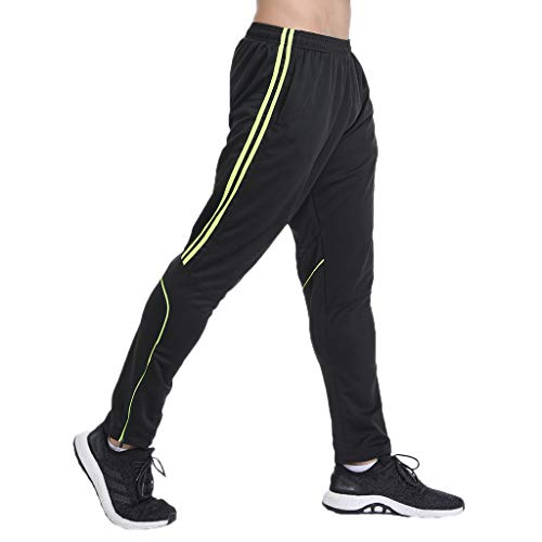 STARBILD Men's Athletic Track Pants Striped Soccer Training Pants Running Jogger Pants with Zipper Pockets XL