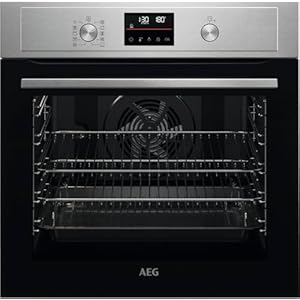 AEG 6000 Series SurroundCook Built In Oven, BPX535061M, 72L, Pyrolytic Self Clean, LED Display, Multilevel Cooking, Stainless Steel, Anti-fingerprint, Fast Heat Up, Grill, Pizza Setting, Defrost, A+