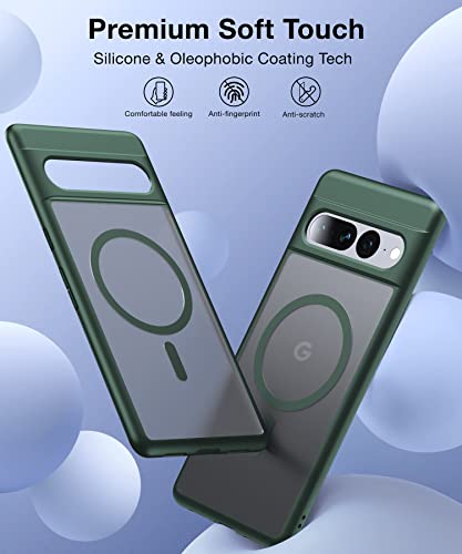 Image of [NO.1 Magnetic for Google Pixel 7 Pro Case with MagSafe | [Military Grade Drop Tested][Translucent Matte][Anti-Fingerprint] Soft Silicone Bumper for Pixel 7 Pro Phone Case Slim,Green