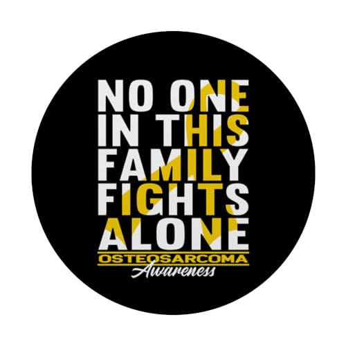 No One In This Family Fights Alone I Osteosarcoma PopSockets Swappable PopGrip, Black - Image 3