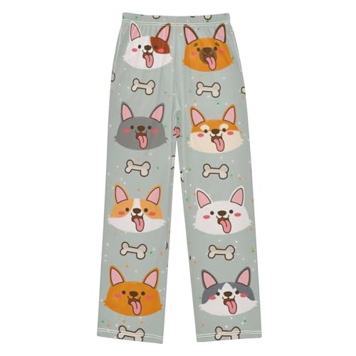 Boys' Pants Cute Dog Bones Grey Long Bottoms Jogger Pants Elastic Waist Trousers with Pockets S-XL