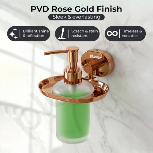 Image of Plantex J4 Stainless Steel Liquid Soap Dispenser /Shampoo Dispenser for Wash Basin /Hand Wash Dispenser Wall Mounted /Bathroom Accessories (PVD Rose Gold Finish) Onix