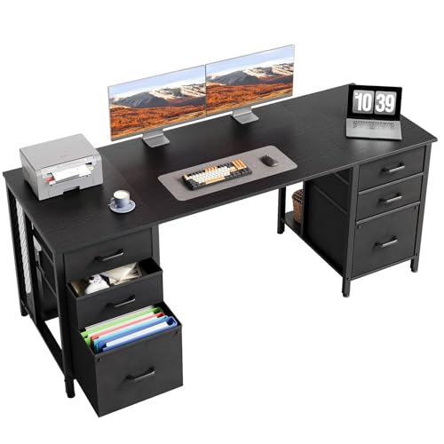 ODK 63 inch Computer Desk with 6 Fabric Drawers Home Office Desk