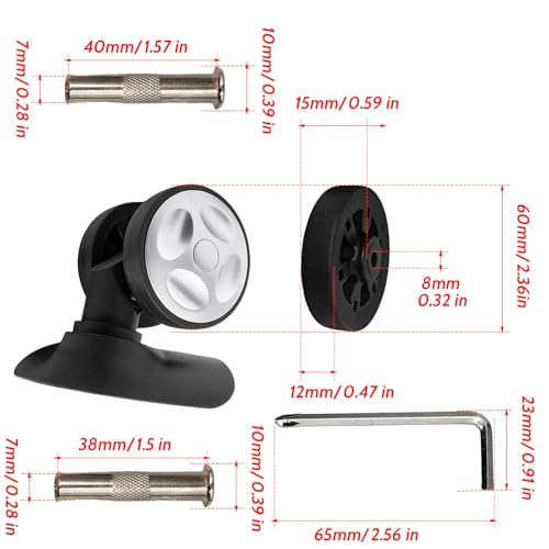 Replacement Luggage Wheels Suitcase Wheel Repair Kits Spinner TPU Rubber Wheel for Trolley Carry-on Roller Travel Bag OD 60 X 12 MM2