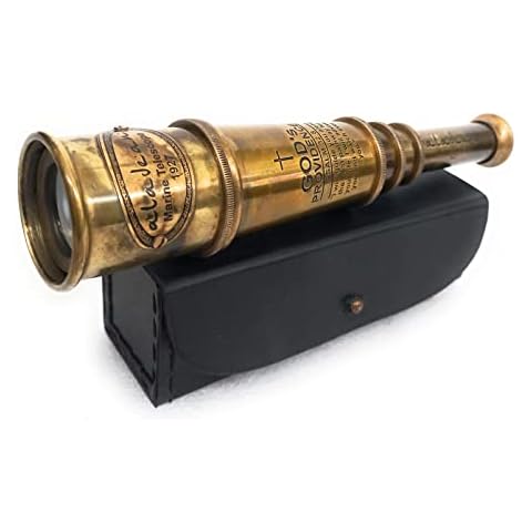 ALADEAN Vintage Spyglass Telescope Engraved PSALM 32:8 - Find Best Pathway - Inspirational Gifts Meaningful Gift Gadget Functional 16" Brass Spyglass with Brilliant Magnification in Gift Box Cover