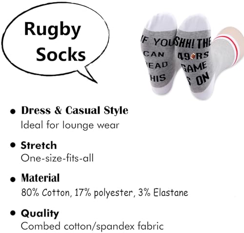 TSOTMO 2 Pairs Rugby Gift Football Socks Sport Novelty Crew Socks for Rugby Lovers2